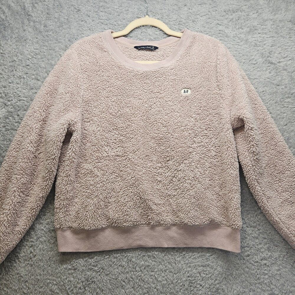 Abercrombie Fitch Purple Sherpa Sweatshirt Womens Size Medium Fuzzy Cozy Casual